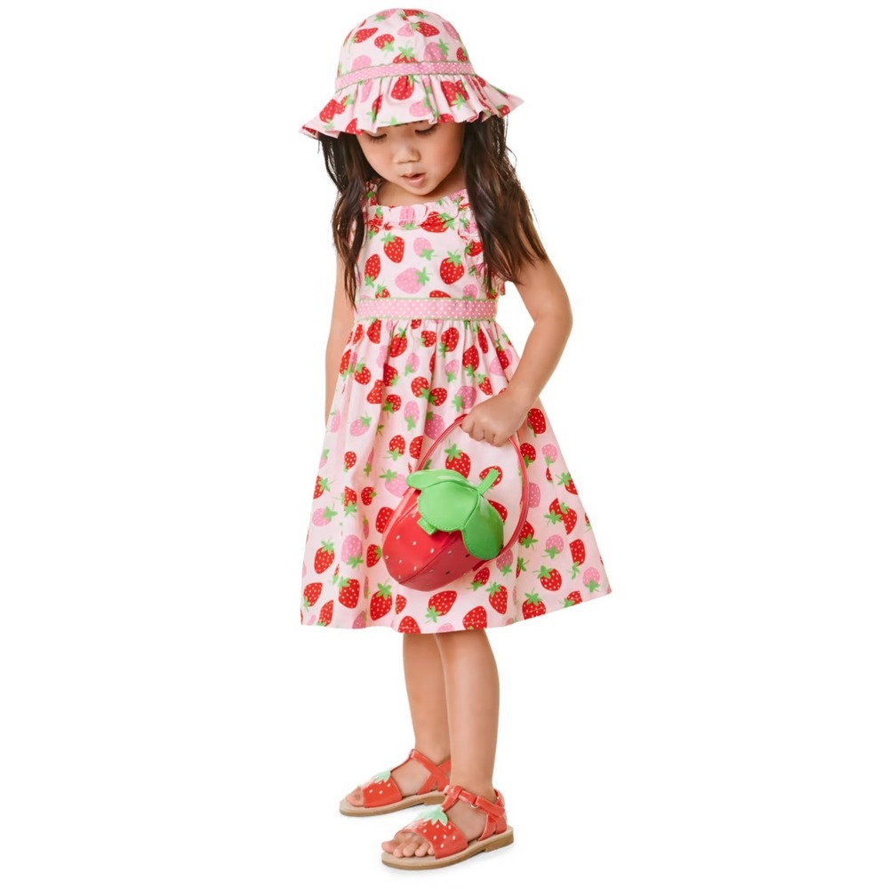 Gymboree Strawberry Ruffle Dress Pink 18-24M Cotton Poplin Strawberry Patch EUC